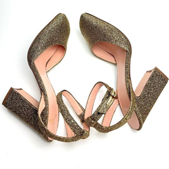 J. Crew Harlow Ankle Strap High Heel Shoes in Magic Lurex Metallic Gold - Picture 5 of 10